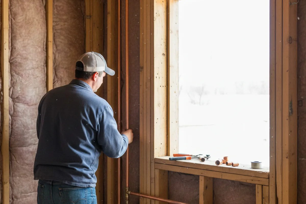 Licensed plumber running new copper supply lines in a Welcome home