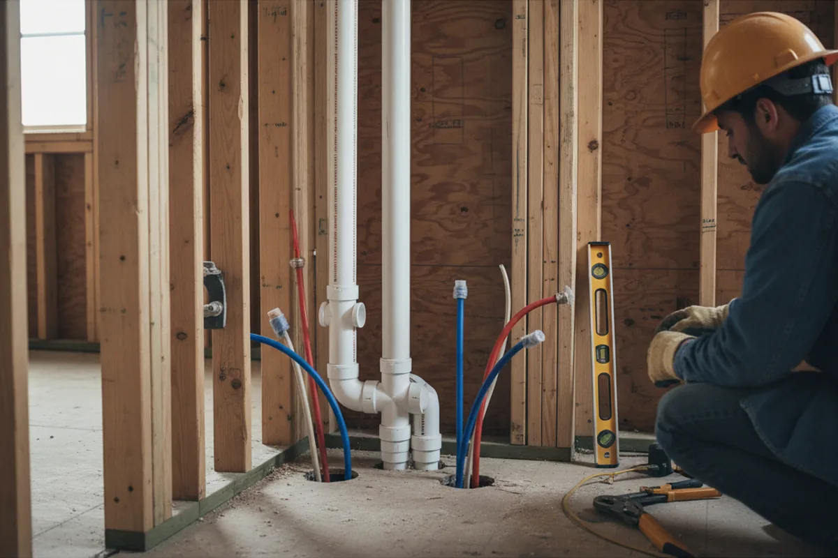 Drain and supply rough-in during Drain Cleaning in Welcome